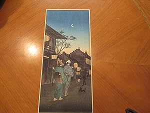 Japanese Street Scene [Original Wood Block Print]