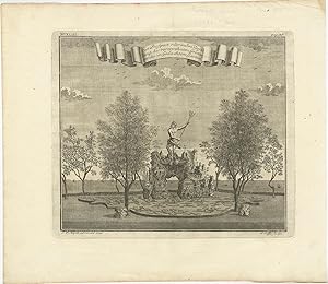 Antique Print of part of Governor General Valckenier's gardens in Ansjol by J.W. Heijdt (1739)