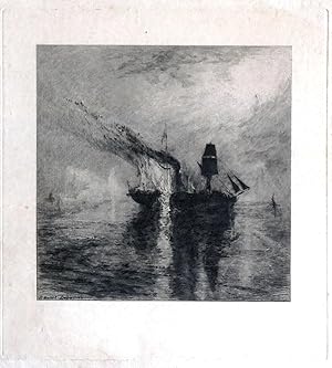 (Etching ) Wilkie's Burial at Sea After Turner