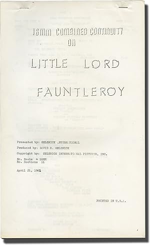 Little Lord Fauntleroy (Original post-production script for the 1961 re-release of the 1936 film)