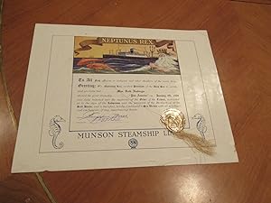 Order Of The Trident (Tourist Certificate For First Crossing Of Equator)