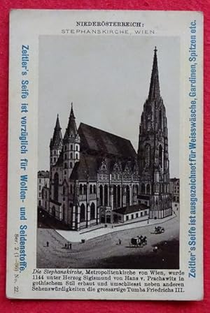 Werbekarte Zeitler`s Seife mit Litho Niederösterreich: Stephanskirche Wien