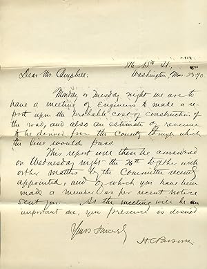 Four letters, signed "H. C. Parsons," from railroad executive and one-time owner of Natural Bridg...