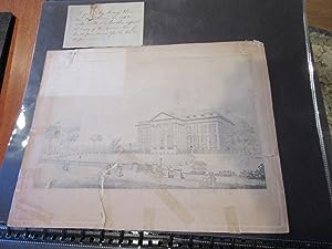 Original Lithograph Of North Side Of The White House, Washington, Circa 1825 (With Ownership / Tr...