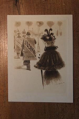 Joseph Uzanne carte de rendez-vous eau-forte femme mode 1900
