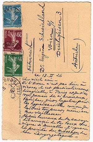 LAS Octave Uzanne bibliophile homme de lettres à Eugène Schwiedland 1926 Vienne