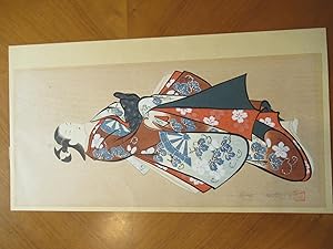 Original Japanese Color Woodblock, Standing Figure