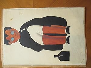 Large Watercolor Of A Boy In A Cassock, With A Jug