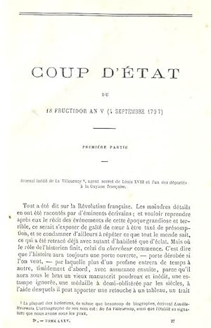 Coup d'Etat du 18 Fructidor an V d'après le journal inédit de la Villeurnoy, agent secret de Loui...
