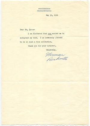 1961 Norman Rockwell Typed Letter Signed to Leonard Lyons