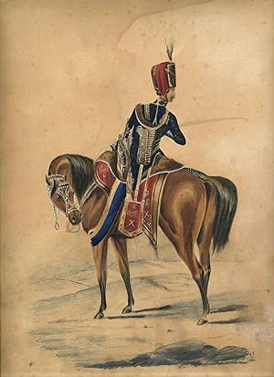 Original art work: Officer of the 10th Prince of Wales's Own Hussars outside Sevastopol