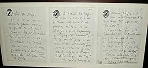 Gabriele d'Annunzio. Lettera autografa su tre fogli datata e firmata 21 Aprile 1926. Carta con il...