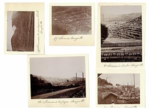 Ensemble de 5 photographies d'époque Mines de Decazeville Aveyron Charbon