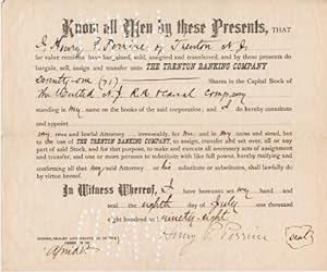 PRINTED TRANSFER OF 71 SHARES IN THE UNITED N.J. R.R. & CANAL COMPANY FROM HENRY P. PERRINE OF TR...