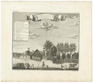 Antique Print with a view of Fort Tangerang (Batavia) by J.W. Heijdt (1740)