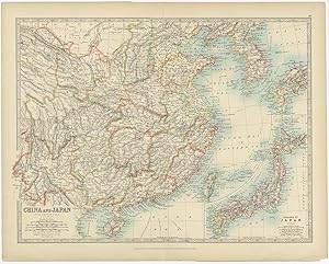 Antique Map of China and Japan by G.H. Johnston (1912)