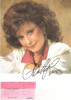 SIGNED, PROFESSIONAL PHOTOGRAPH OF LORETTA LYNN:; With a ticket stub from her July 14, 1991 conce...