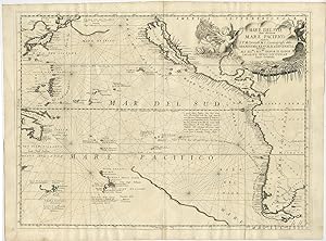 Antique Map of the Pacific Ocean by V. Coronelli (1691)