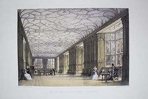 Fine Original Lithotint Illustration of Haddon Hall (The Long Gallery) Derbyshire. Published By C...