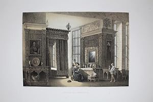 Fine Original Lithotint Illustration of Hardwick Hall (interior) in Derbyshire. Published By Chap...