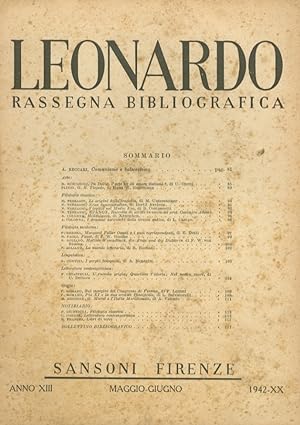 LEONARDO. Rassegna bibliografica mensile, diretta da Federico Gentile. Dell'anno XIII, 1942 dispo...