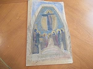 Original German Expressionist Sketch For Design For A Church Alcove, After Fra Angelico