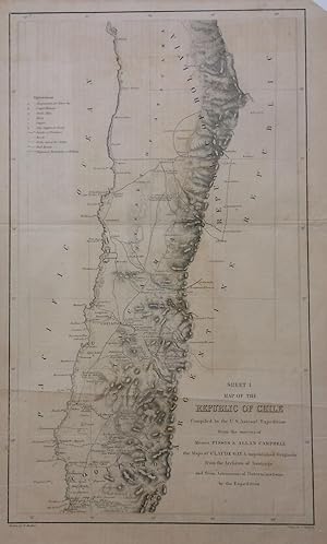 Map of the Republic of Chile - Sheets I, II, and III; Compiled by the U.S. Astronomical Expeditio...