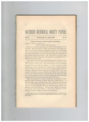 SOUTHERN HISTORICAL SOCIETY PAPERS. Vol. I, #6, June 1876