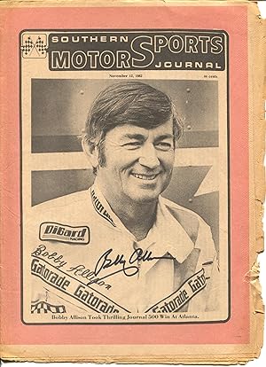 Southern Motor Sports Journal 11/12/1982-autographed Bobby Allison photo cover-G