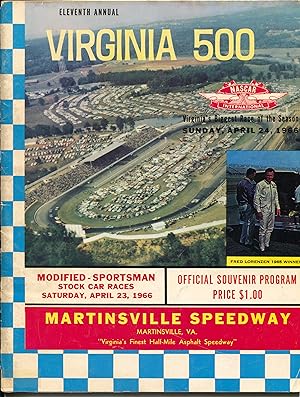 Martinsville Speedway NASCAR Auto Race Program 4/23/1966-Red Farmer-VG