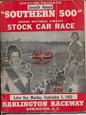Darlington Raceway Southern 500 Auto Race Program 9/3/1956-Jim Reed #7-G