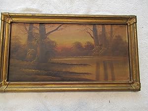 Untitled, Country Scene (Oil Painting On Wood Panel, In Antique Period Frame)