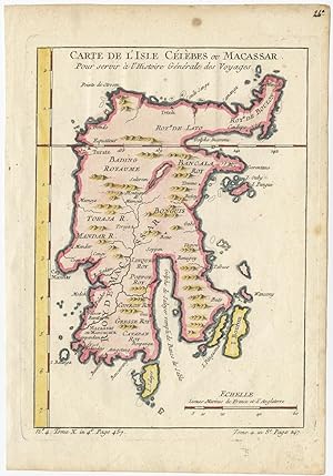 Antique Map of Sulawesi (Indonesia) II by J.N. Bellin (c.1750)