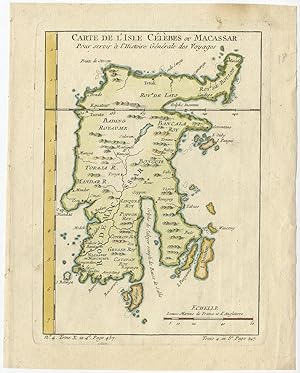 Antique Map of Sulawesi (Indonesia) III by J.N. Bellin (c.1750)