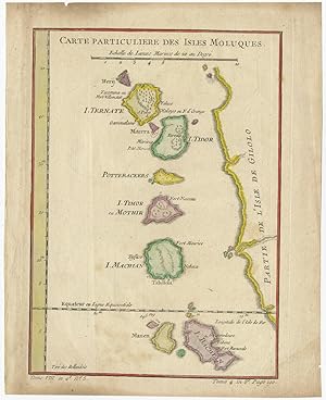 Antique Map of the Moluccas by J.N. Bellin (1760)