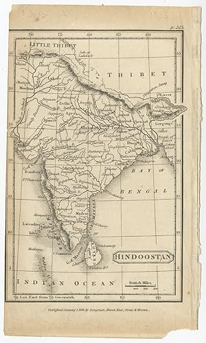 Antique Map of India and Sri Lanka by Longman (1823)