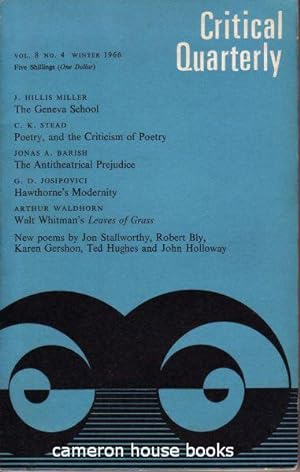 Poems: 'Public Speech' & 'A Wind Flashes the Grass' in Critical Quarterly, Vol.8 No.4, Winter 1966