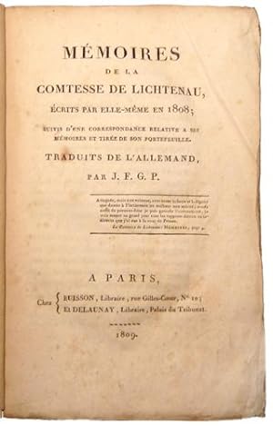 Mémoires, écrits par elle-même en 1808; suivis d'une correspondance relative à ses mémoires et ti...