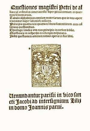 Questiones, Magistri Petri de Alliaco Cardinalis cameracensis super primû tertium et quartum sent...