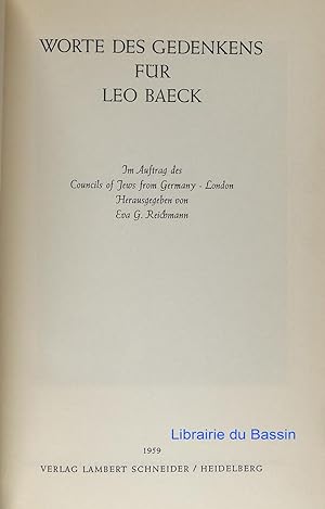 Worte des gedenkens für Leo Baeck
