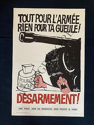 AFFICHE CABU-TOUT POUR L'ARMEE RIEN POUR TA GUEULE! DESARMEMENT-1984
