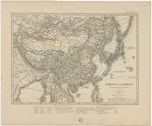 Antique Map of China and Japan by A. Stieler (1857)