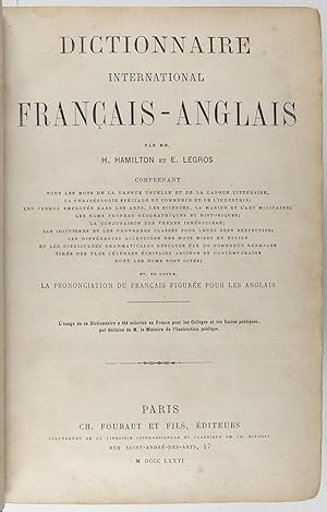 Dictionnaire international Français-Anglais The International English and French dictionary