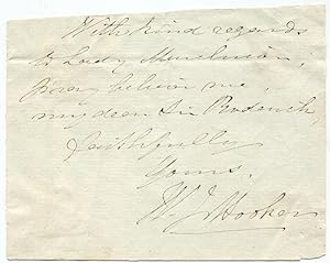 English Botanist William J. Hooker Autograph Sentiment Signed