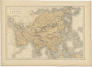 Antique Map of Asia II by S. Hall (1856)