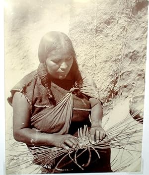 Woman of Oraibi Weaving a Basket Tray
