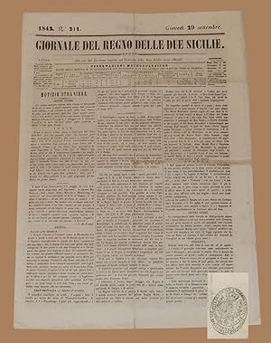 Giornale del Regno delle Due Sicilie 29 Set 1842 Lucera fuochista Faenza Cesena