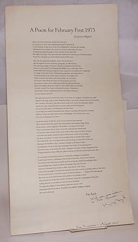 A Poem for February First 1975. For Jessica Mitford [broadside]