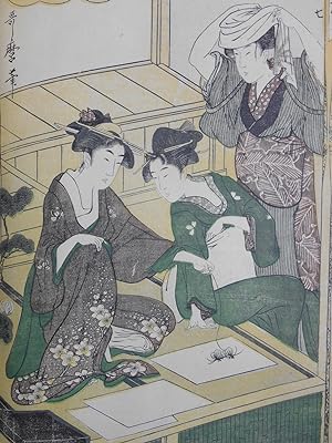 Twelve Wood-Block Prints of Kitagawa Utamaro Illustrating the Process of Silk Culture; Reproduced...