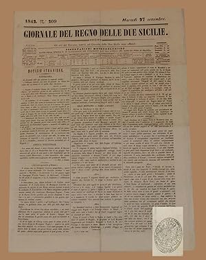 Giornale del Regno delle Due Sicilie 27 Set 1842 Beni Menasser Orano Algeria